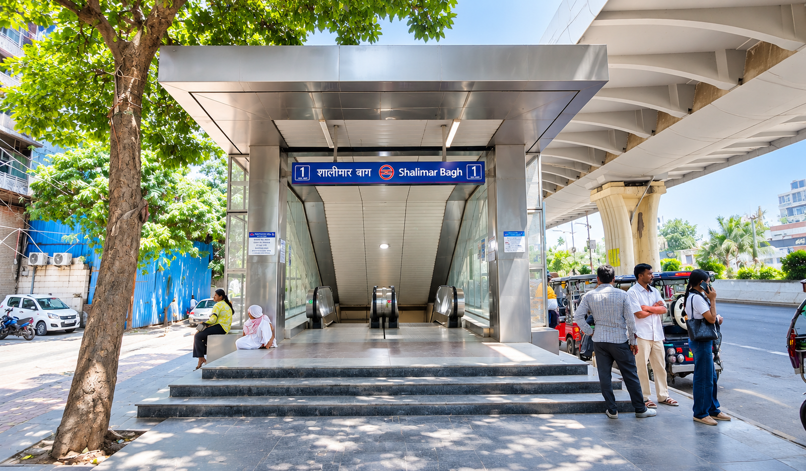Shalimar Bagh Metro Station entrance nearby