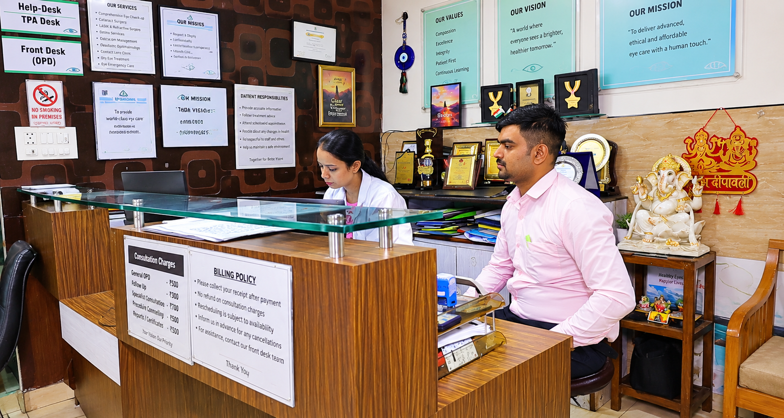 Reception and registration desk
